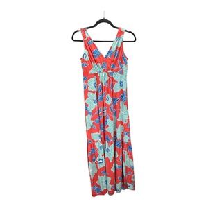Japna XS Floral Maxi Dress Sleeveless Red Blue Casual Vacation Summer Sundress‎